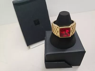Vitaly Design Vestige Gold Tone Stainless Steel Red Glass Ring Sz 8 • $55.64