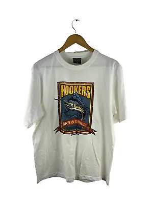 $21.19 • Buy Shimano Logo Fishing T Shirt Mens Size M White Short Sleeve Hookers Bar & Grill