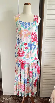 SETUP Vintage Floral Indian Cotton Summer Dress Sz 12 • $35