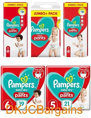 Pampers Baby-Dry Nappy Pants Jumbo+ Packs Sizes 5 6 & 7 • £19.99