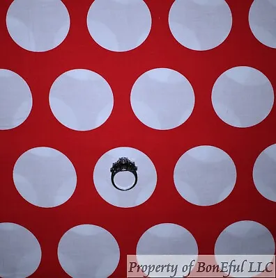 BonEful Fabric Cotton Quilt Large Red White Dot Minnie Mouse Disney Print SCRAP • £0.15