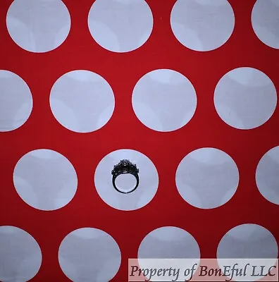 BonEful Fabric Cotton Quilt Red White Dot Minnie Mouse Mickey Disney RARE SCRAP • £0.23