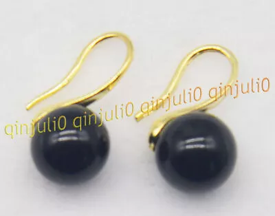 20 Colors 10mm Natural Multi-Color Jade Round Gemstone Dangle Gold Hook Earrings • $4.35