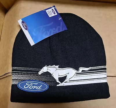 Ford Mustang Logo Kids Youth Black Printed Acrylic Beanie One Size New • $11.66