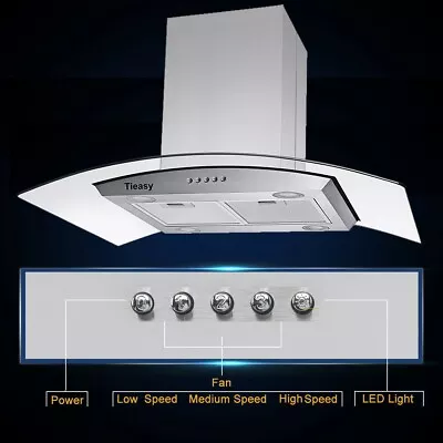 900CFM Tieasy 36 Inch Island Range Hood Stainless Steel 3-Speed Kitchen Vent New • $299.99