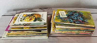 Lot Of 184 Vintage Greeting Cards Used Scrapbooking  Ephemera Floral Theme • $40