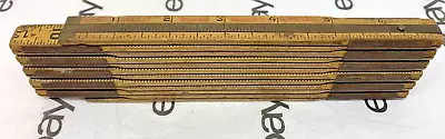 Vtg 72  Lufkin X46 Wood & Brass Folding Rule Red End Extension  Ruler Usa • $15.99
