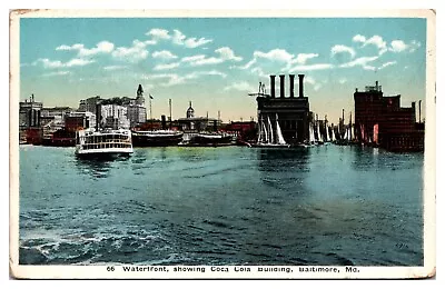 Antique Waterfront Showing Coca-Cola Building Steamboat Baltimore MD Postcard • $3.99