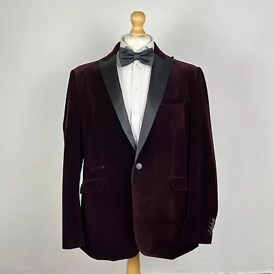 House Of Cavani Tuxedo Dinner Jacket Men's 50R Red Velvet Smoking Wine Luxury • $68.39