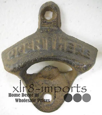 Lot Of 10 Cast Iron OPEN HERE Bottle Openers Rustic Brown Beer / Soda Opener • $14.99