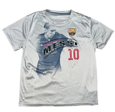 Soccer Official FCB Barcelona Gray Lionel Messi #10 Soccer Futbol T-Shirt XL • $5