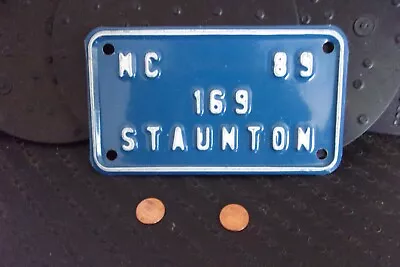 1989 Staunton Virginia Motorcycle License Plate .... (169) • $5.79