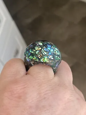 Rarities Carol Brodie Sterling Wood Abalone Dome Ring • $165