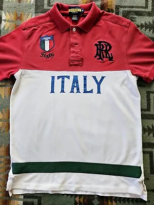 RARE Vintage Rugby Ralph Lauren ITALY London Shield Polo Shirt Medium M Minty • $115