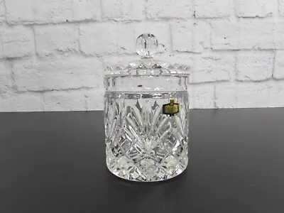 Vintage Zajecar Crystal Glass 24% Lead Yugoslavia Lidded Candy Dish Bowl Covered • $26