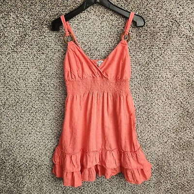 LEI Dress Womens XL Mini Vintage Y2K Sleeveless Coral Lined Smocked Waist • £16.14