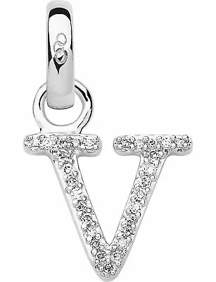 LINKS OF LONDON Alphabet Letter V Diamond Charm Sterling Silver RRP140 NEW • £21