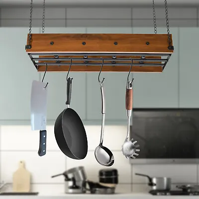 Kitchen Hanging Pot Pan Holder Hanger Iron Rack Cookware Organizer Storage Shelf • $41