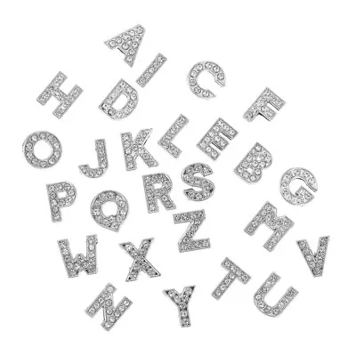  Rhinestone Alphabet Beads Small Metal Letters For Crafts Piece • £5.69