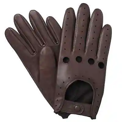 Men's Chauffeur  Real Lambskin Sheep Nappa Leather Car Driving Gloves Black Tan  • $14.99