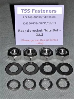 Kawasaki KH250/400 / S1 / S2 / S3 - Rear Sprocket Nuts And Washers Set - S/Steel • £4.99