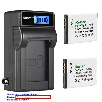 Kastar Battery LCD Wall Charger For Olympus Li-70B Olympus VG-130 VG-140 Camera • $7.99