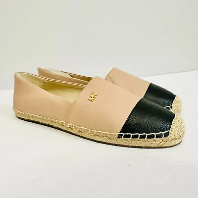 Michael Kors Kendrick Leather Tan Black Colorblock Espadrilles Shoes Sz 10 • $75