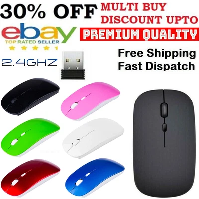 £1.70 • Buy 2.4 GHz Wireless Cordless Mouse Mice Scroll Optical For PC Computer Laptop + USB