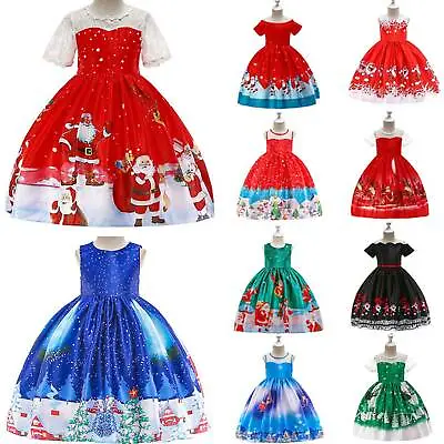 $26.59 • Buy Kids Girls Princess Christmas Santa Claus Swing Dress Xmas Party Midi Dresses