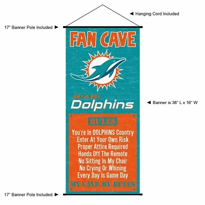 Miami Dolphins Game Room Man Cave Banner • $27.95