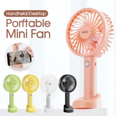 $11.99 • Buy Mini Portable Hand-held Desk Fan Cooling Cooler USB Air Rechargeable 3 Speed AU
