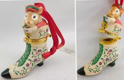 Hinged Shoe Ornament Trinket Box Mouse In High Button Shoe 2001 Porcelain (N-7) • $9.96