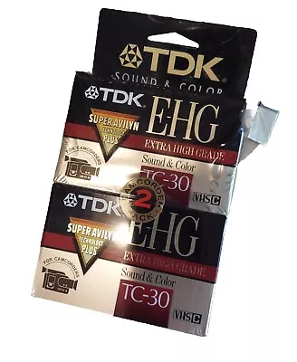 Blank Tapes TDK 2 Pack EHG TC30 VHSC Extra HighGrade Camcorder NEW Sealed Record • $10