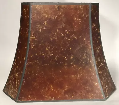 New Rectangle Mica Lamp Shade Antique Amber Cut Corner Copper Foil Frame • $143.26