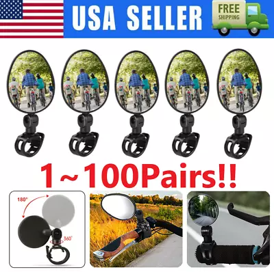 2Pcs Bike Mirror Rotaty Round MTB Road Handlebar Bicycle Rear View Glass Cycling • $218.86