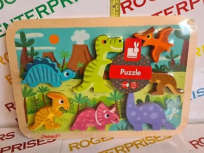 £11.99 • Buy Janod Dinosaurs Figures Chunky Wooden Puzzle Baby Tiddler 18-36m NEW Sealed 