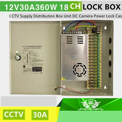 £26.69 • Buy 12V DC 30A 18CH CCTV Distribution Security Lock Box Unit Camera Power Supply Box
