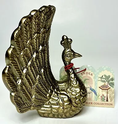 Decorative Figurine Peacock Metal New Made In India 6.5” X 5” X 4” • $20