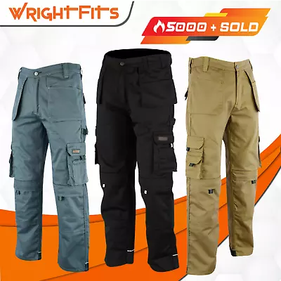 WrightFits Men Combat Cargo Work Trousers Pro 11 Working Pants Cargo Pockets WPR • £20.99