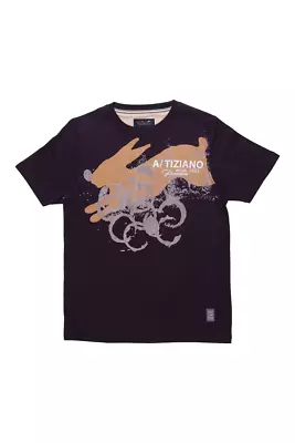 Men's A. Tiziano Caviar Cain Short Sleeve Graphic Crew Neck T-Shirt - XL • $24.95