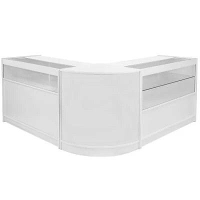 £549.99 • Buy Retail Counters Shop White Display Cabinet Glass Showcase Shelves Storage Leo
