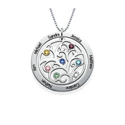 925 Sterling Silver Family Tree Personalised Outer Ring Necklace Valentine Gift • £32.99
