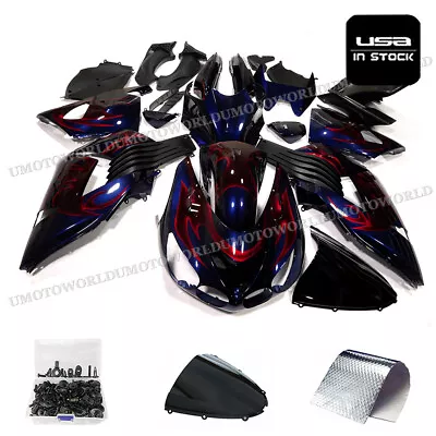 Red Flame Fairing Kit + Bolts For Kawasaki Ninja ZX14 ZX14R ZZR1400 2006-2011 10 • $432.24