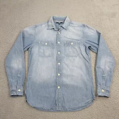 Uniqlo Mens Denim Button Up Shirt Size Small Blue Jean Chambray • $21.98