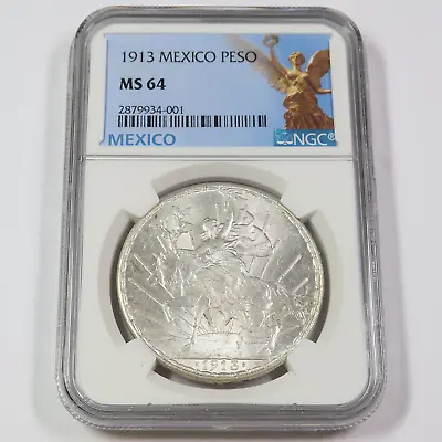 1913 NGC MS64 MEXICO | Caballito Un Peso 1p Coin #44057A • $1994.95