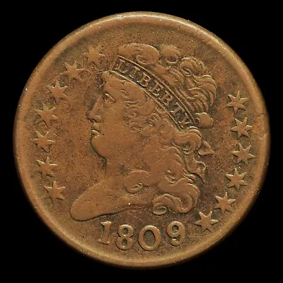 1809/6 Classic Head Half Cent ✪ Vf Very Fine Detail ✪ Scarce Inverted 9◢trusted◣ • $114.95