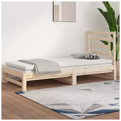 2X BED FRAME Pull-out Day Bed Grey Solid Wood NO Mattress (90X190 And 90x200) • £213.99