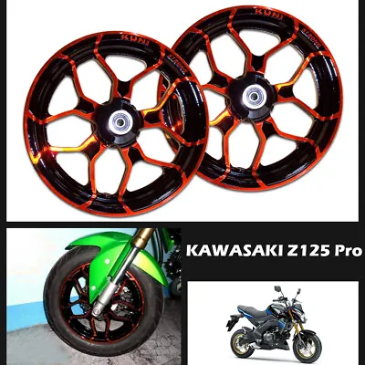 Wheels Rims Ring Aluminium Roller Caster Steel For Red Kawasaki Z125 Pro 17-2024 • $398