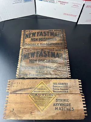 Antique Fast Mail Diamond Matches Box Panels Salvage Wood Railroad Caution Vtg • $19.99