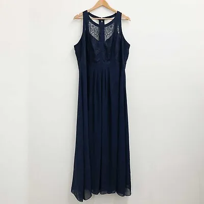 City Chic Navy Panelled Lace Bodice Sleeveless Maxi Dress UK 20 • £25